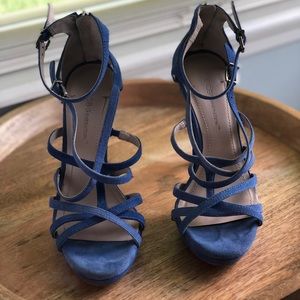 Never worn BCBG blue strap heels